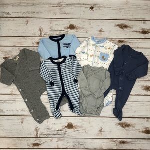 6 Piece Preemie Baby One Piece Lot | Boy Theme